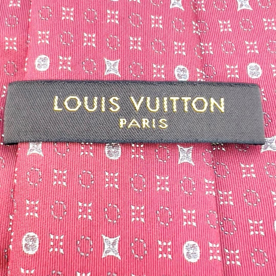 極美品 LOUIS VUITTONネクタイ ボルドー モノグラム シルク100%