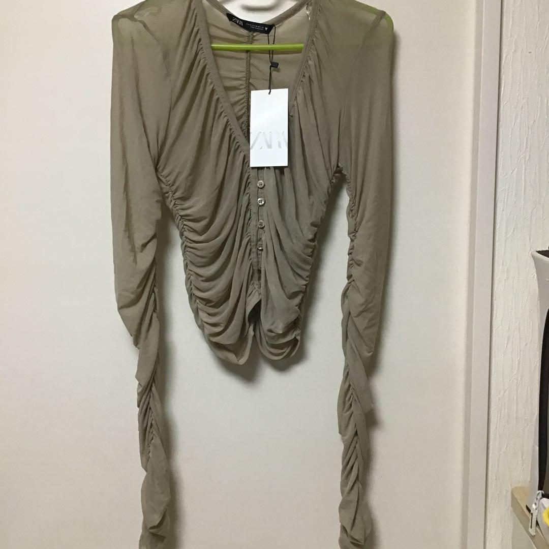 トップス 12500円→12000円 ZARA トップス 千鳥柄 トップス ザラ 襟付きトップス - メルカリ