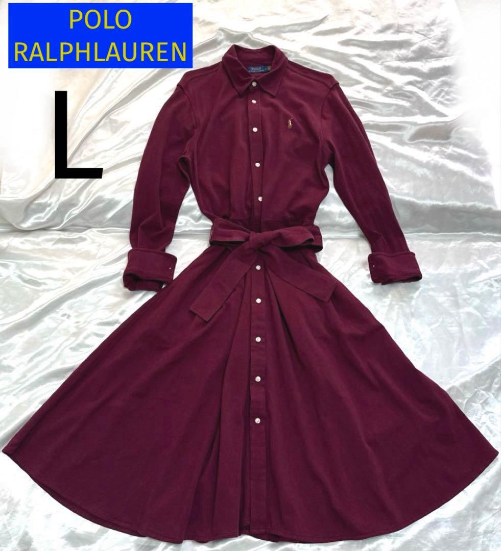 POLO RALPHLAUREN 鹿の子 ポロシャツ ロング ワンピースL POLO RALPH LAUREN