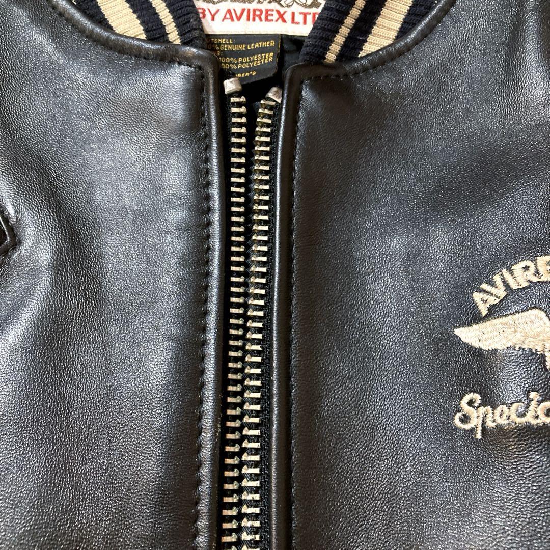 【良品】AVIREX 本革 レザー ヴァーシティ ジャケット スタジャン　M