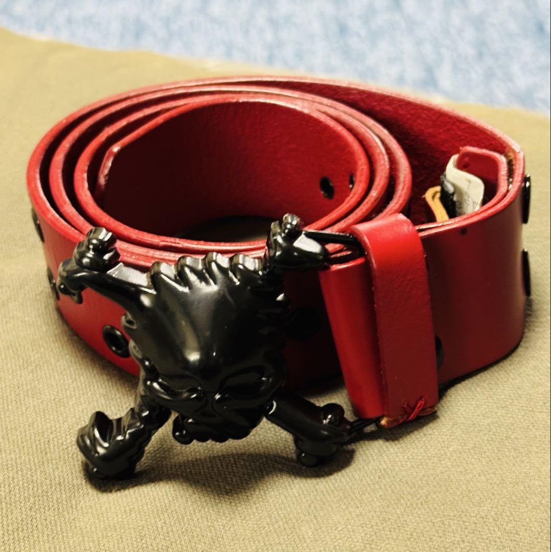 正規激安 OAKLEY メルカリ - スカルバックル ベルト 赤 レザー 小物