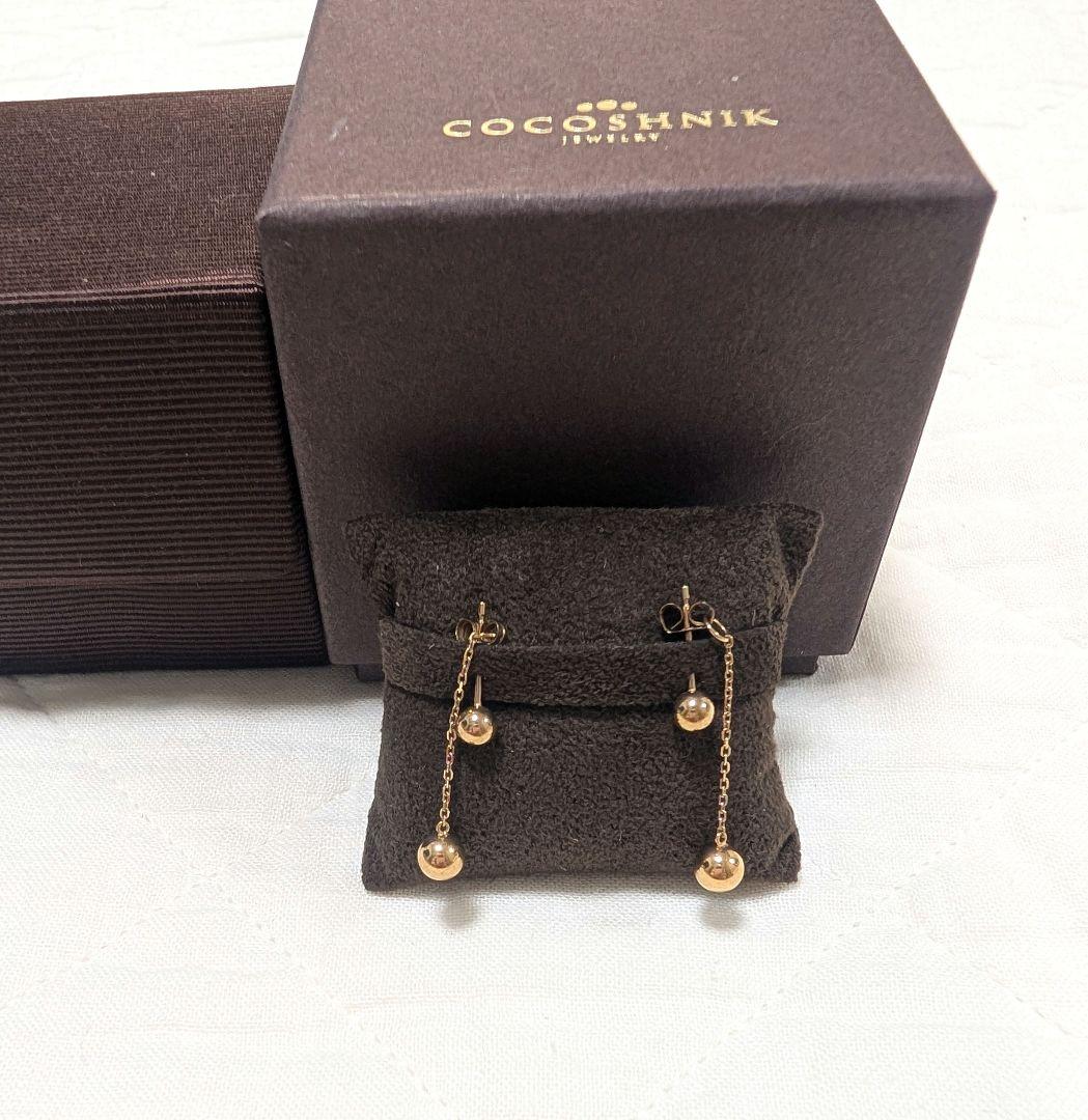 【美品】ココシュニック K10 ボールチェーンピアス ゴールド