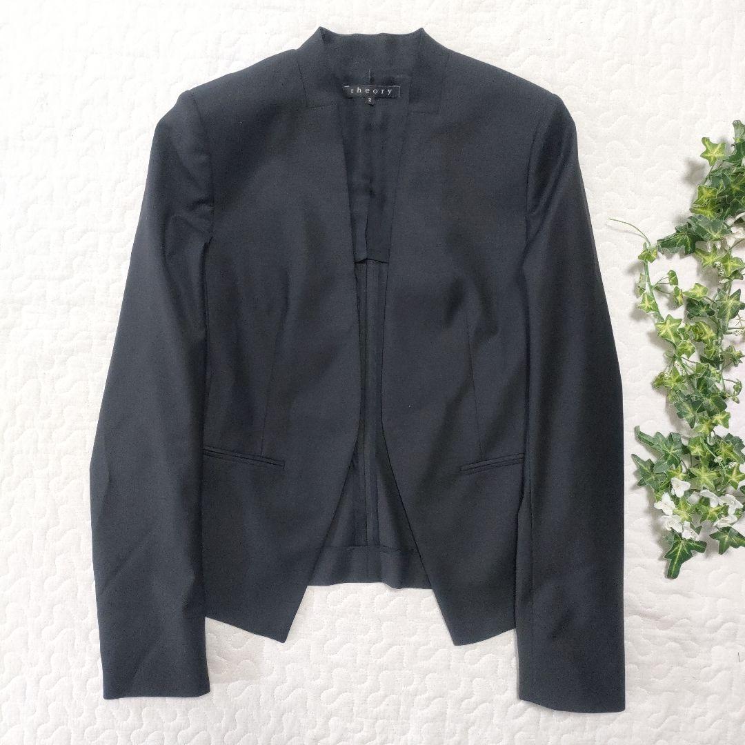 theory　ノーカラージャケット　SUPER TAILOR　光沢あり◎　黒　2