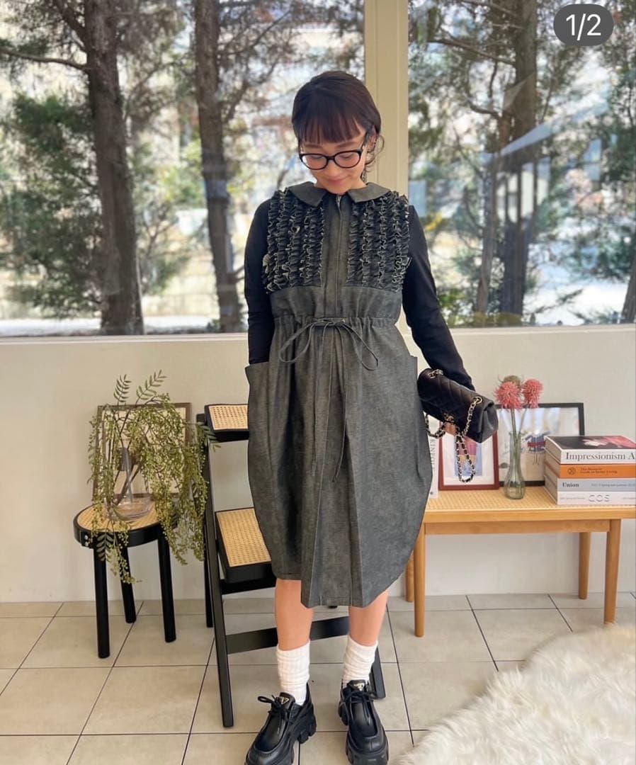 rosy monster デニムワンピース ブラックS SIZE rosymonster