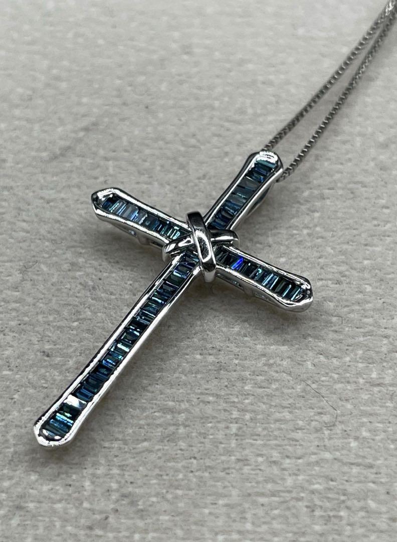 JA115★高級 ブルーダイヤモンド0.4ct K18WG ペンダントヘッド