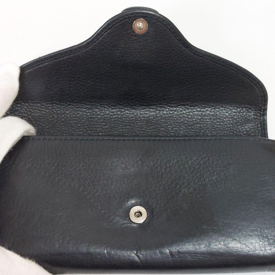 希少 美品 オールド グッチ 長財布 ホースビット 革 黒 レター