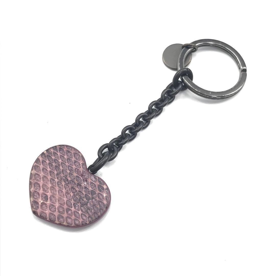 100％本物 BOTTEGAVENETA ボッテガ ハートピンク パイソン キーリング 小物