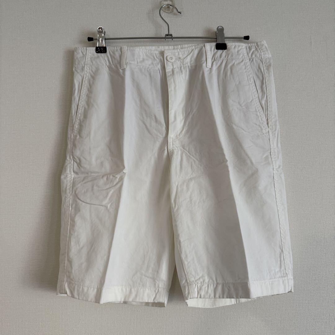 【関税込み】Matteau ホワイト Long チノショートパンツ 美品】UNIQLO/ユニクロホワイト ショートパンツチノショーツM