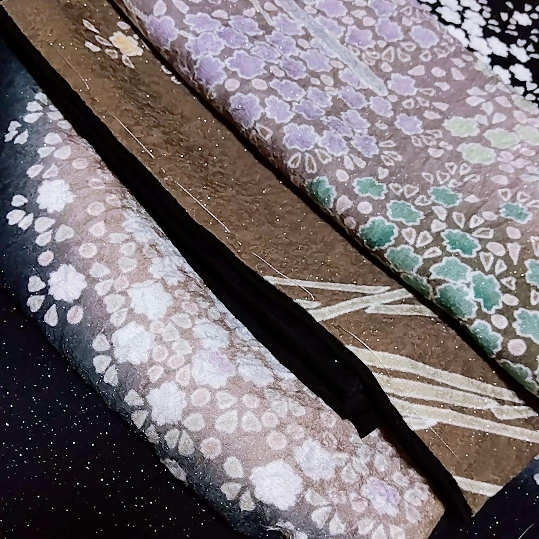 訪問着 着物セット 黒 刺繍 銀通し 袋帯 絞り じゅらく