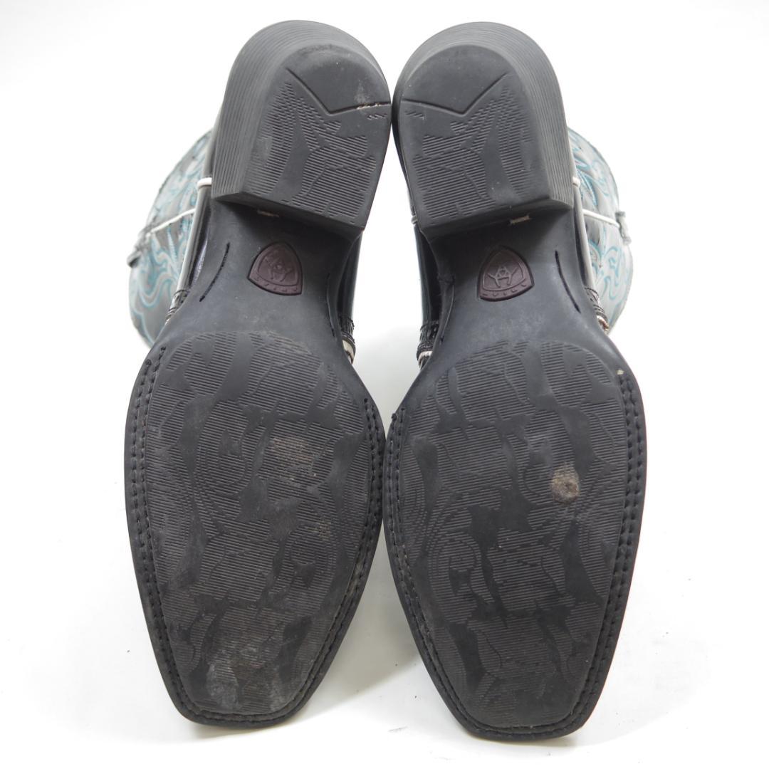 25.5㎝相当　ARIAT ウエスタンブーツ 黒　訳アリ/P3107