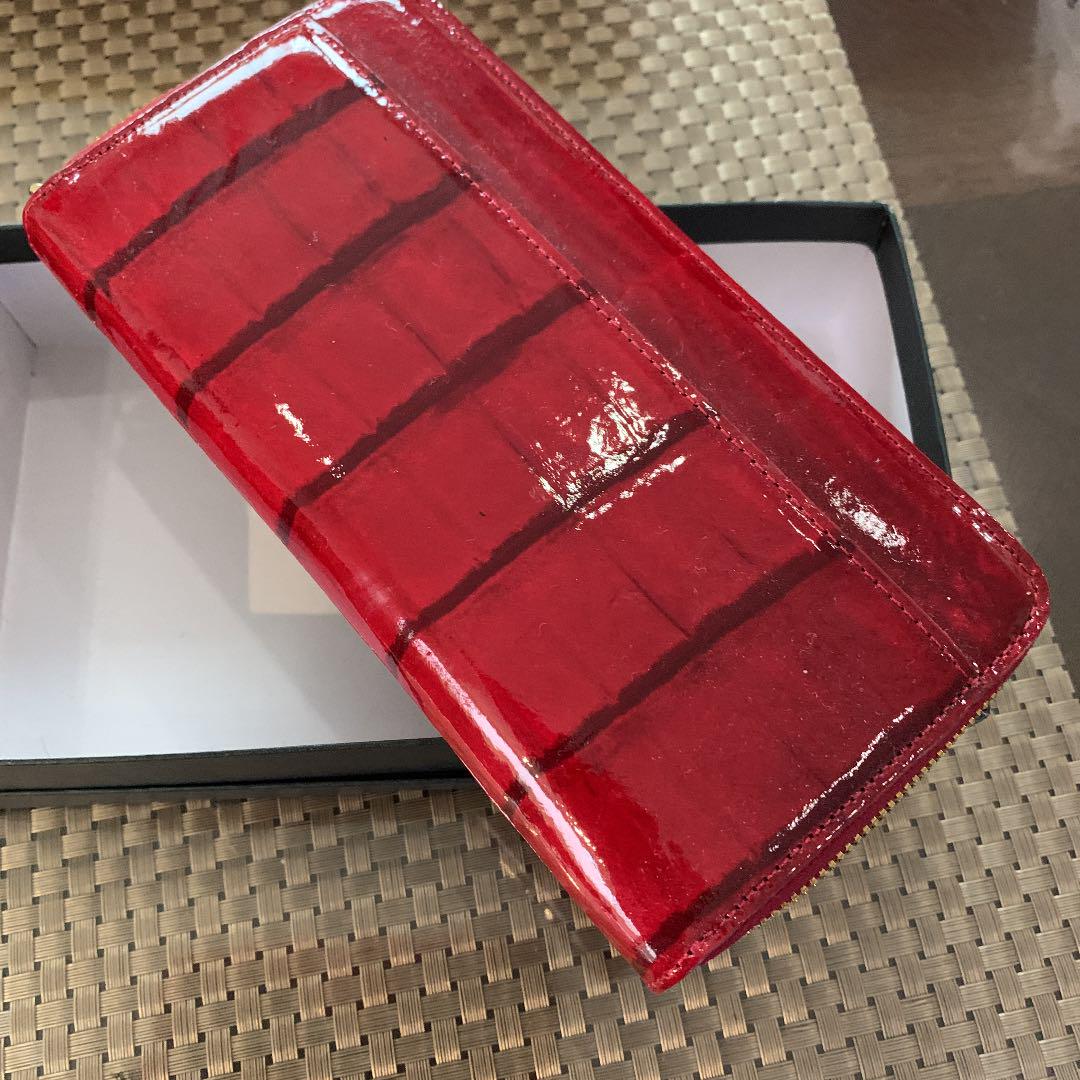 超ポイントバック祭 新品現品クロコダイルシャイニング赤黒廻りファスナー長財布 長財布 Www Poltekesos Ac Id