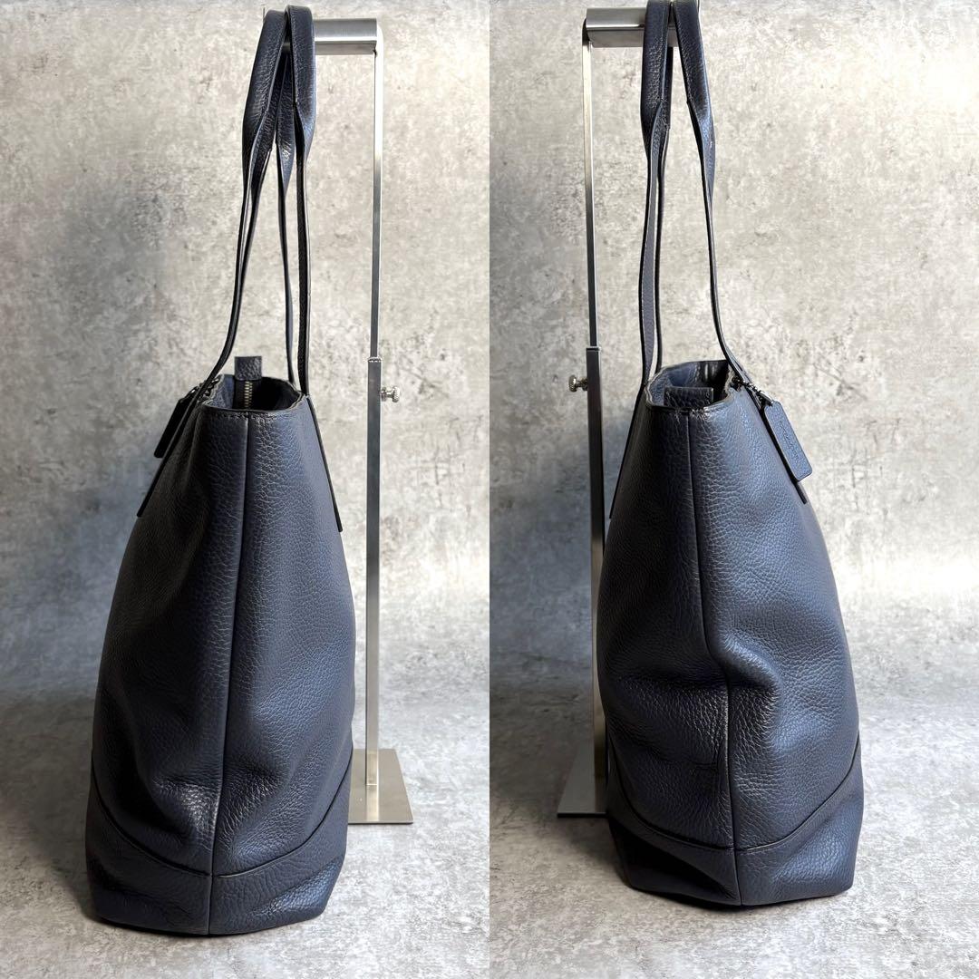 【極美品】コーチ ハミルトン ビジネス トートバッグ 大容量 肩掛け A4可 紺