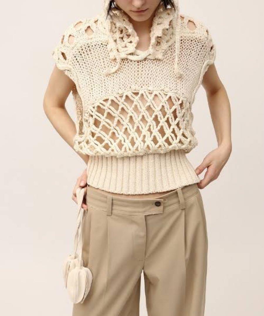 トップス leinwande mix yarn crochet top ivory