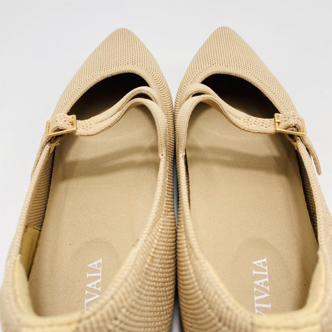美品　VIVAIA　ビバイア　フラットシューズ　ポインテッドトゥ　ニットパンプス