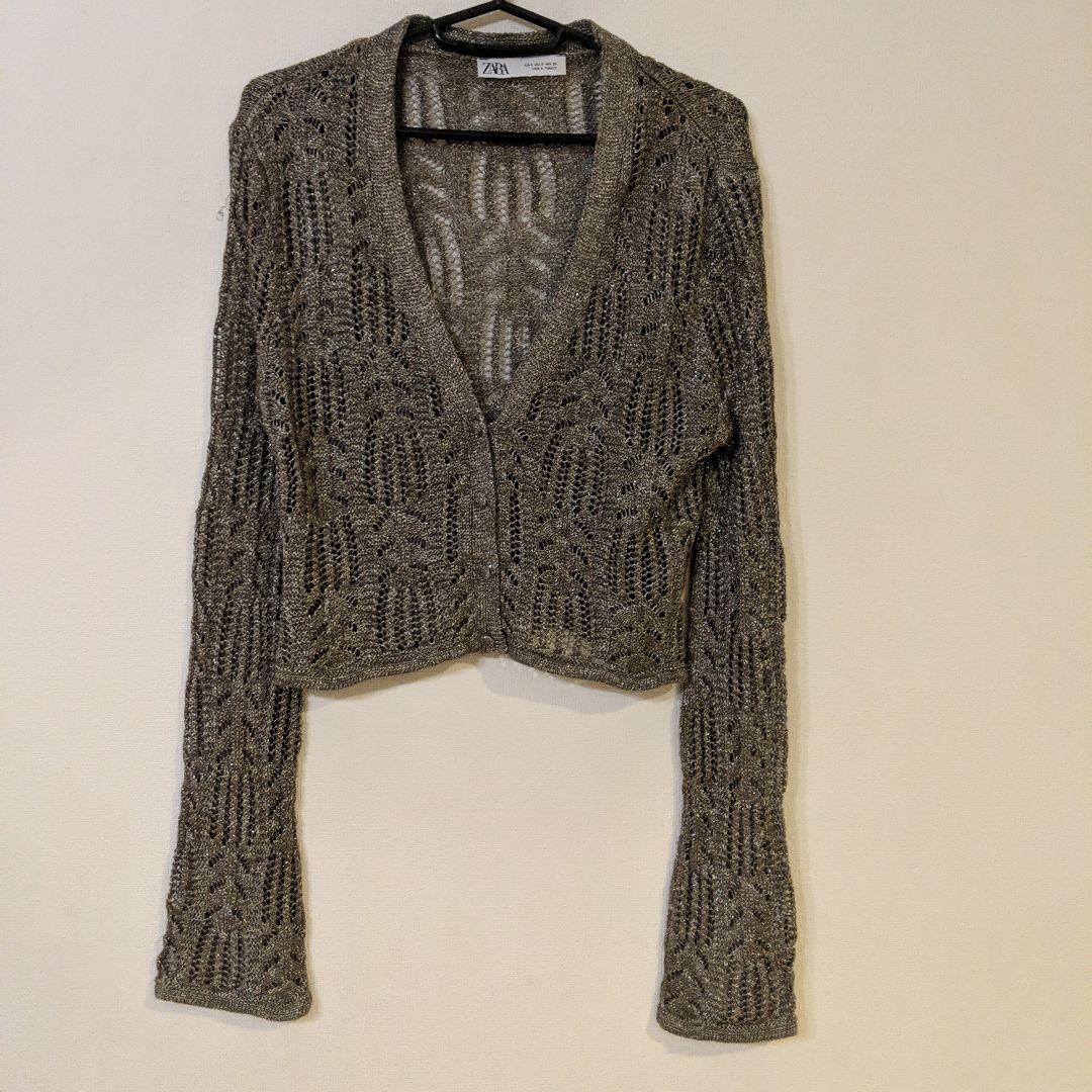 ZARA ザラ レースカーディガン ラメ入り - メルカリ