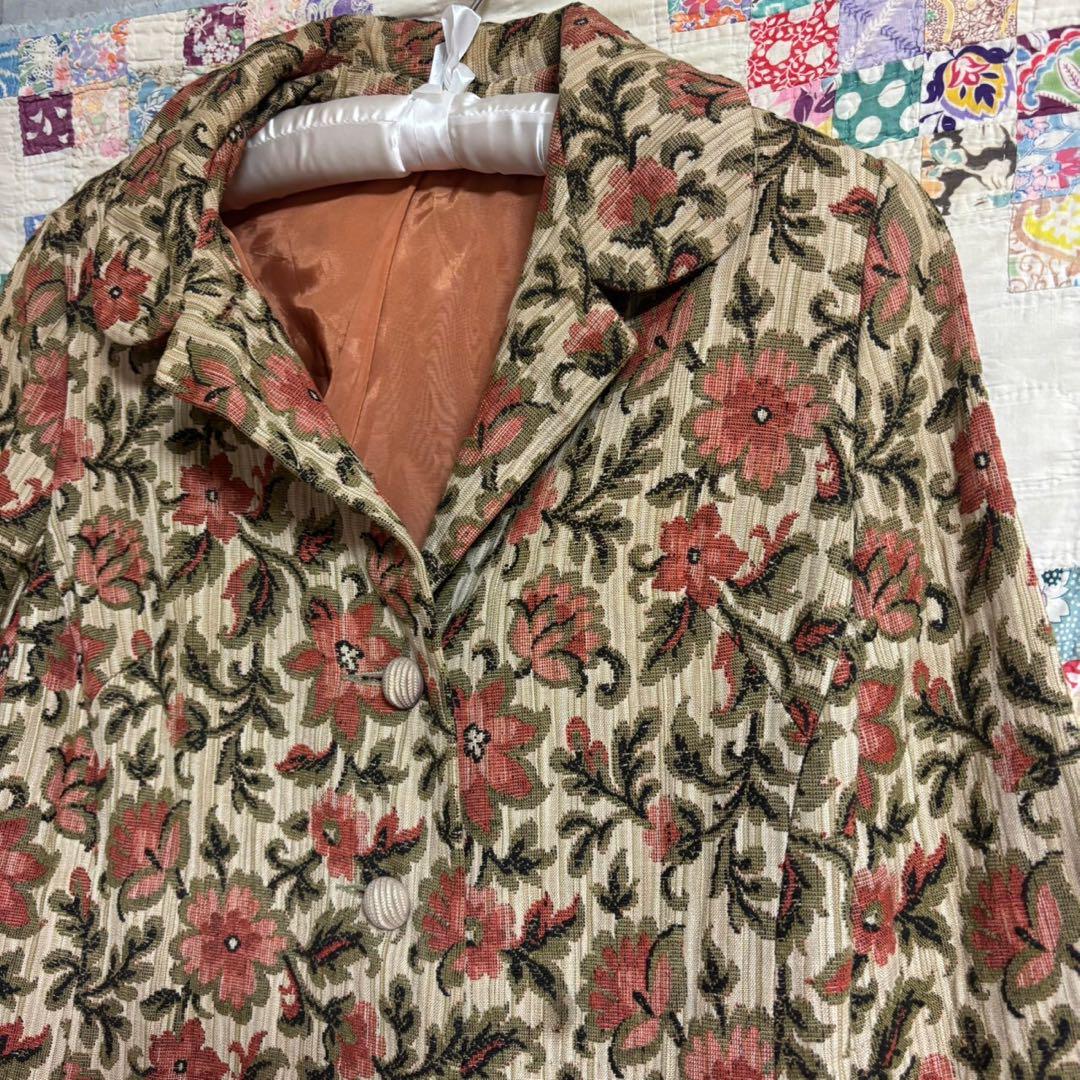 60s 70s vintage タペストリー　コート　花柄