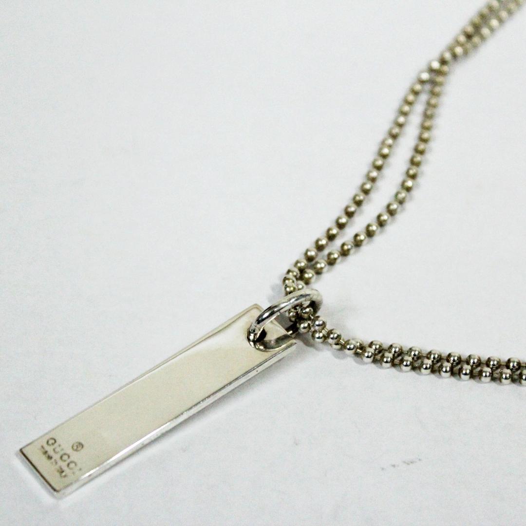 極美品 グッチ ネックレス プレート ダブルボールチェーン SV925 シルバー
