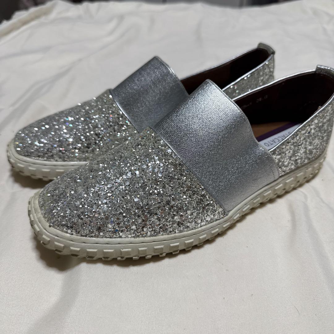 STACCATO シルバー グリッター スリッポン