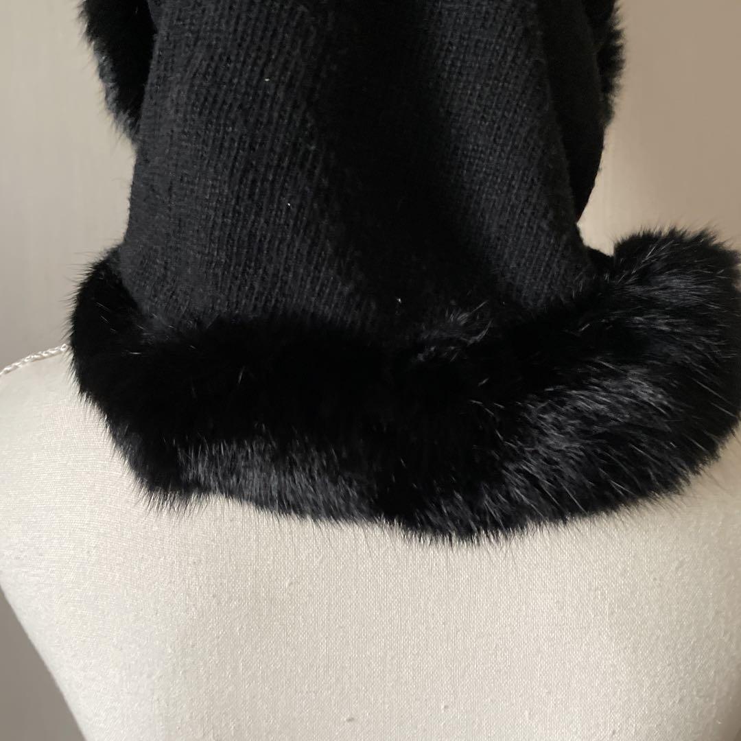 イヴソロモン YVES SALOMON ニット帽 ファー fur うさぎ レディース イヴソロモン YVES SALOMON ニット帽 ファー fur うさぎ レディース