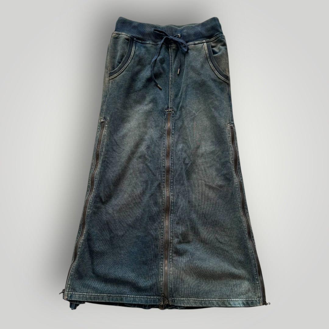 1597◆GOAゴア ジップ スライダー ロングスカート ヴィンテージ加工 S 1597◆GOAゴア ジップ スライダー ロングスカート ヴィンテージ加工 S