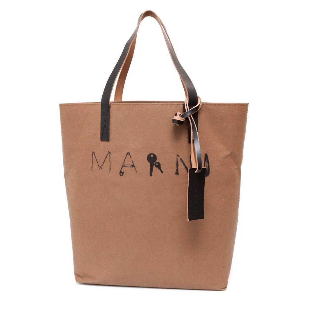MARNI（マルニ）セルロース×レザーバイカラーロゴトートバッグ