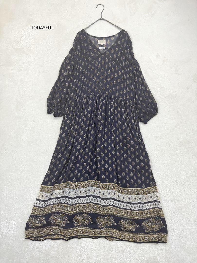 トゥデイフルTODAYFUL ジョーゼットワンピース　シフォン　ロング　マキシ TODAYFUL トゥデイフル ジョーゼットパターンドレスロング