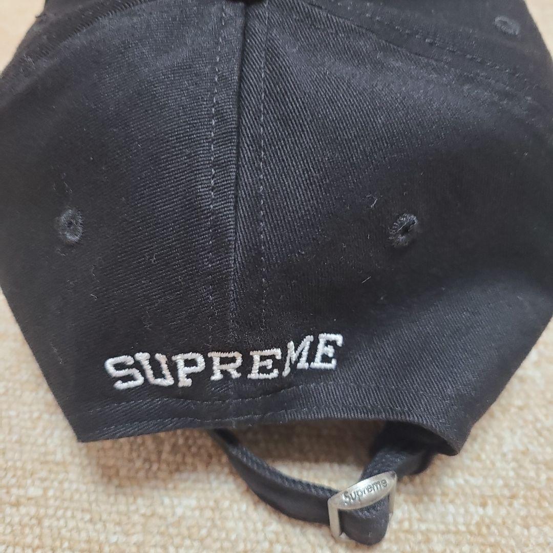 supreme キャップ ブラック 黒　帽子　ローキャップ　メイドインUSA