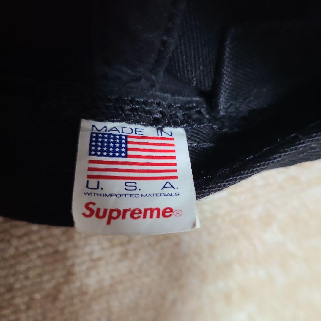 supreme キャップ ブラック 黒　帽子　ローキャップ　メイドインUSA