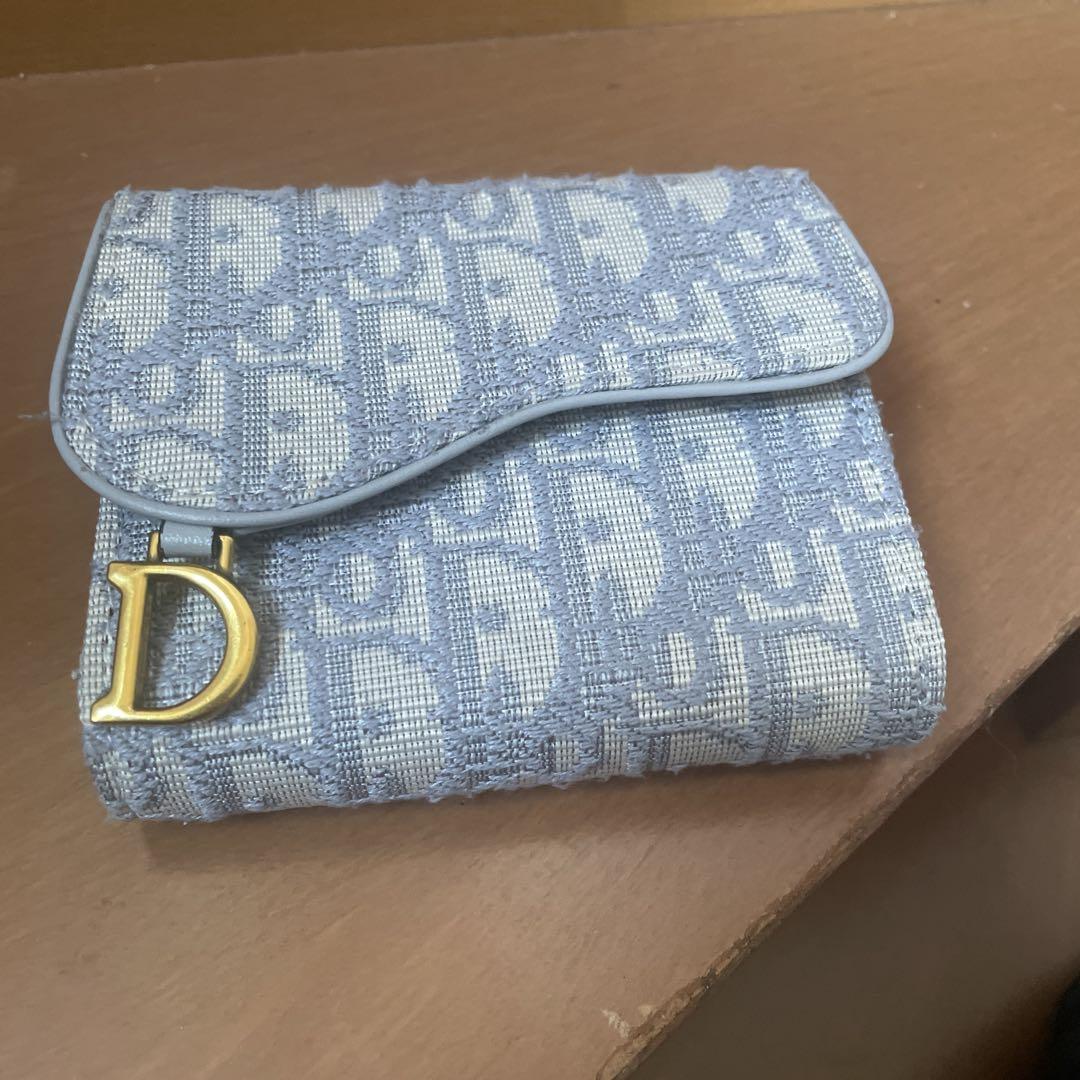 Dior 三つ折り財布 ライトブルー