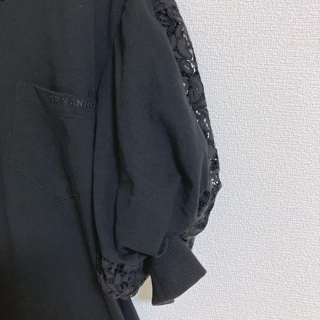 【美品】ERMANNO FIRENZE カットソー　レース　スリーブ　40