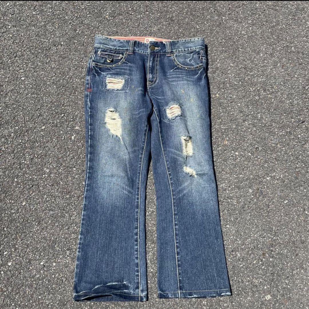 vintage ダメージデニム リメイクパンツ スタッズデニム