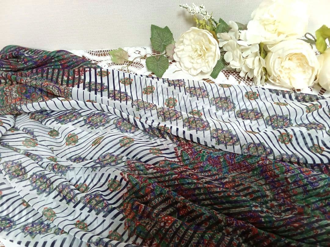 60x460 シフォン生地 エスニック柄 多色模様