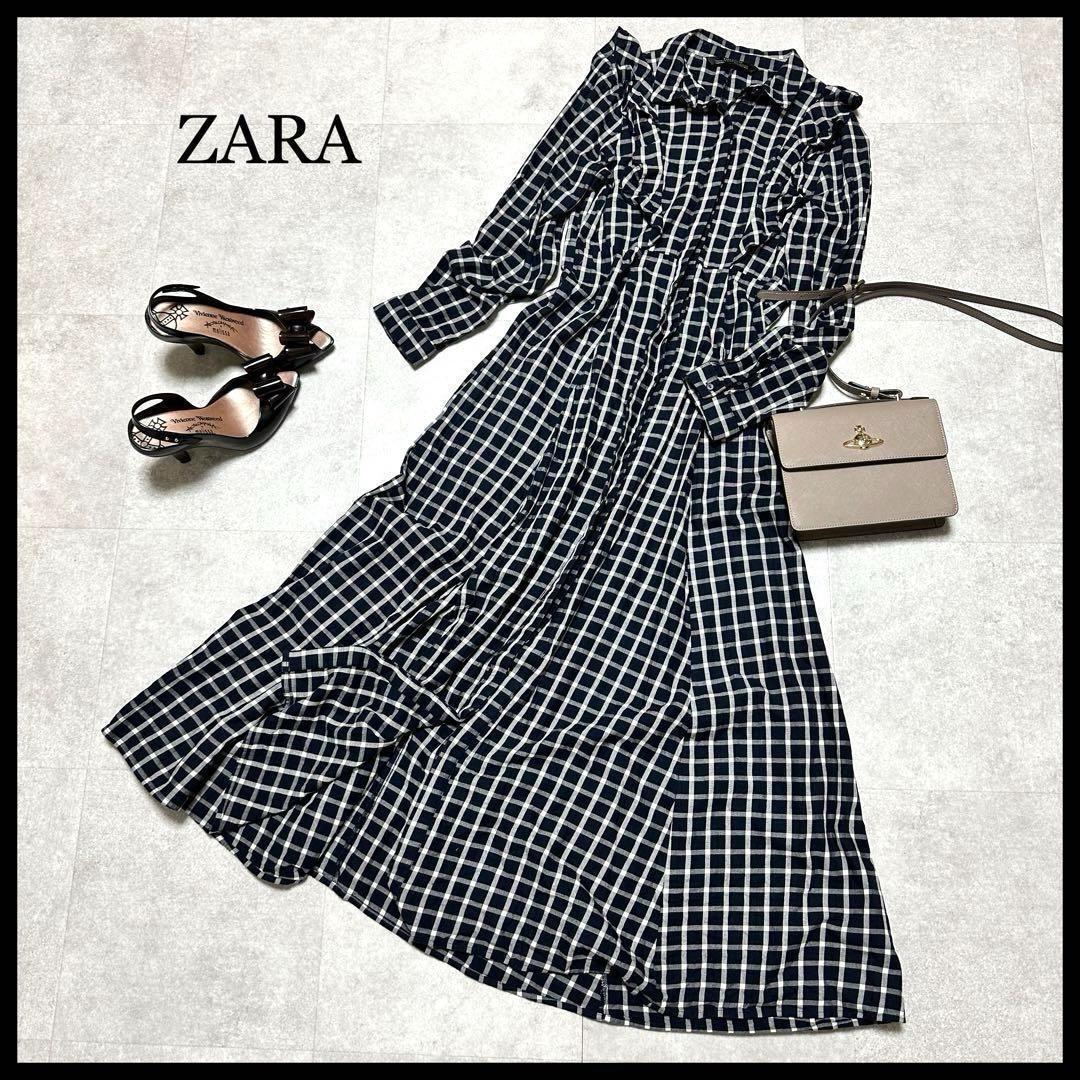 新品 ZARA シャツカラーワンピース 164 フォーマル 卒業式 ZARA ザラ ノット付き シャツワンピース 新品未使用タグ付き