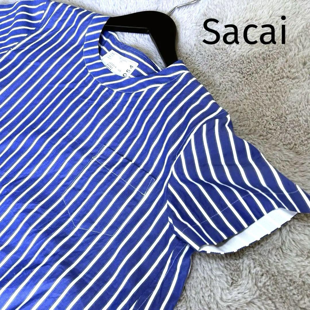 極美品】1サイズ sacai ストライプ 半袖シャツ ドッキング