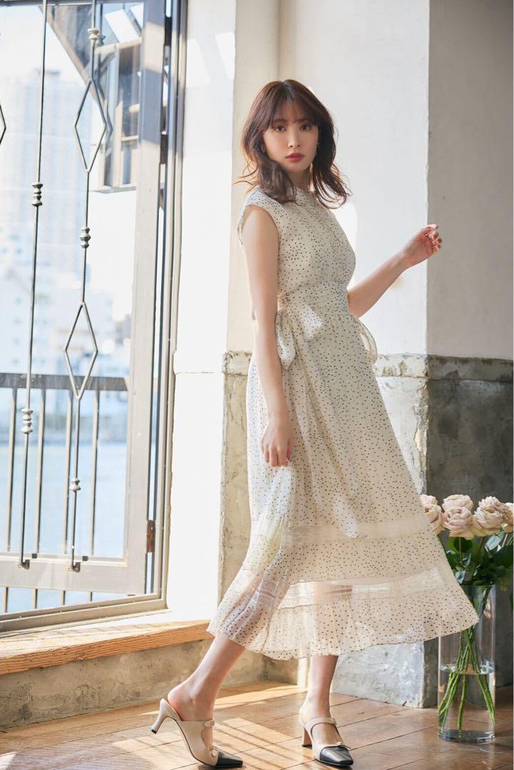Herlipto Polka Dot Side Bow Pleated Dres