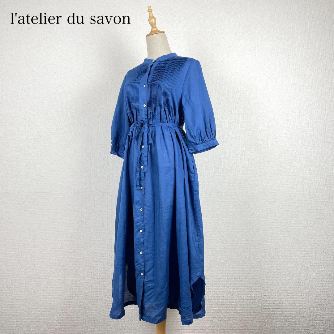 l'atelier du savon リネン100% 麻 ピンタック ワンピース