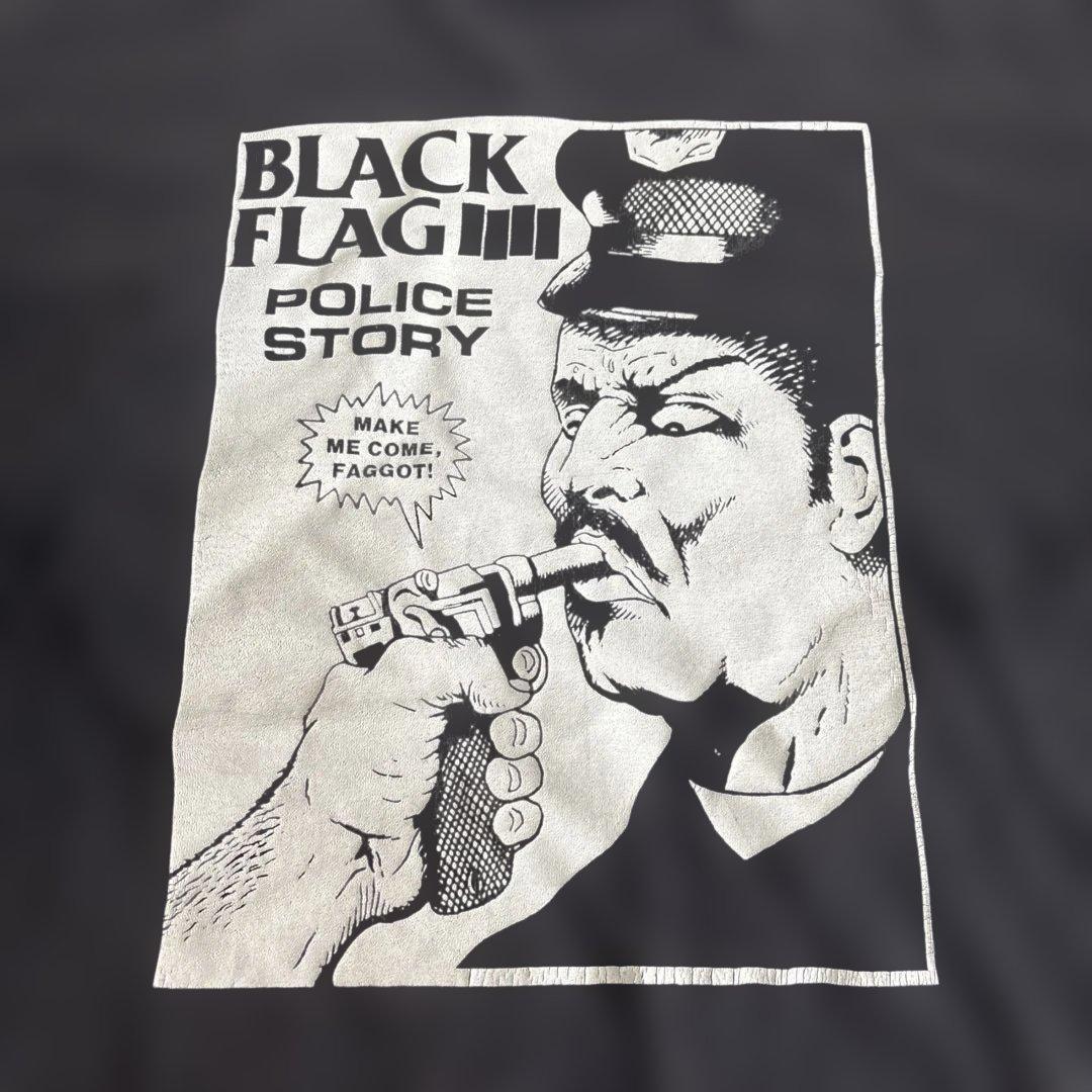 トップス 90s Black Flag Police Story t shirt XL