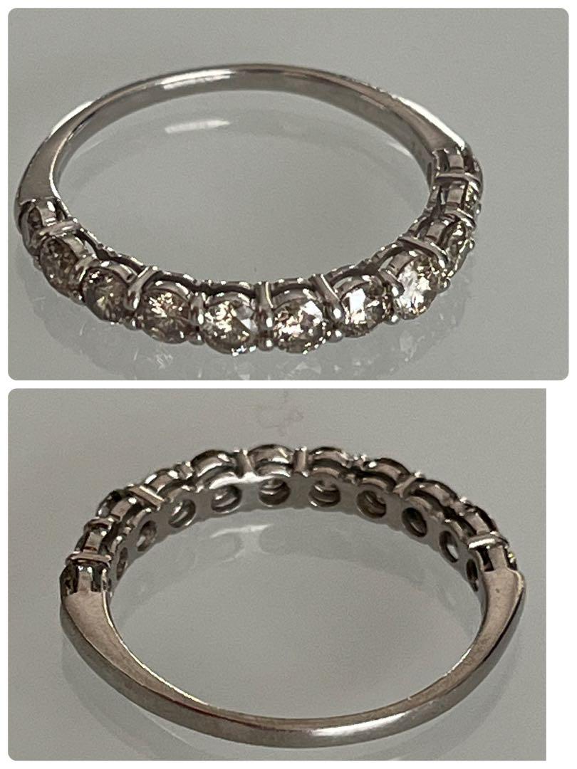 入荷now 安全 プラチナ✨無色透明ダイヤ1.0ct✨ハーフエタニティリング✨透明 アクセサリー