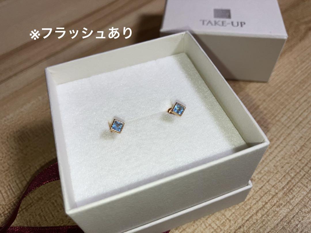 take-up セカンドピアス ブルークォーツスクエアカットピアス k18
