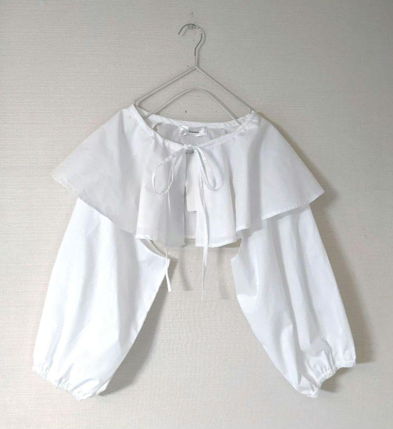 新品【大きいサイズ】Amourireアムリール白フリルセーラーつけ襟ボレロ3L