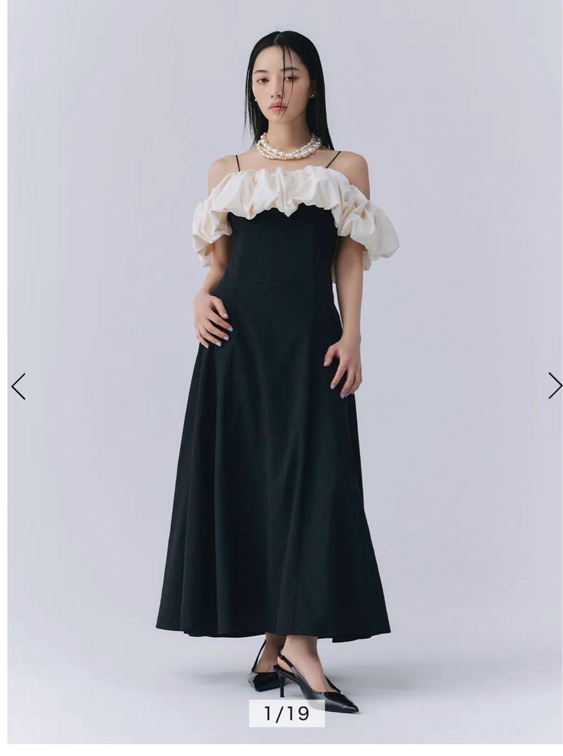 eimy istoire ギャザーフリルオフショルワンピース