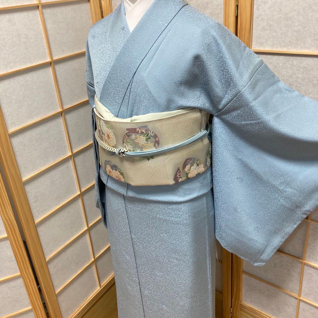 Sun様［0238］色無地 美品 未使用  一つ紋 蔦 しつけ付 正絹 着物 袷