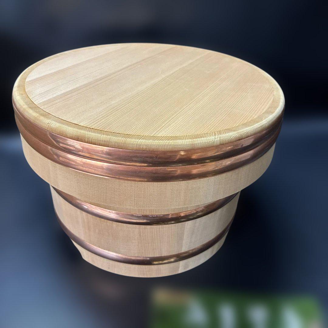 木製おひつ 銅バンド付き 21cm 南木曽庵 未使用品