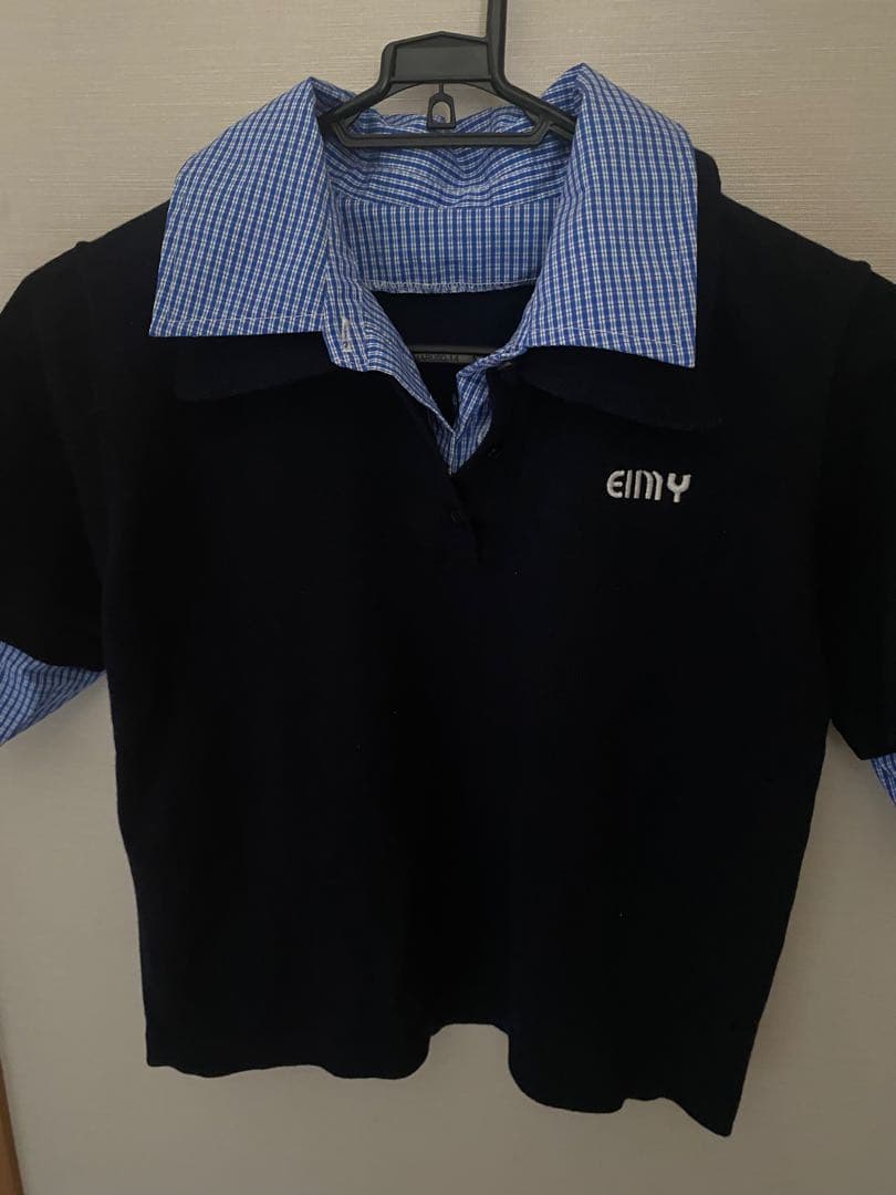 eimy istoire ハーフスリーブダブルカラーニット