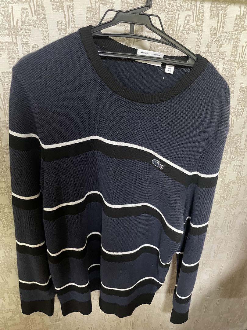 割引 LACOSTE メルカリ - L US ニットセーター ストライプ ネイビー トップス