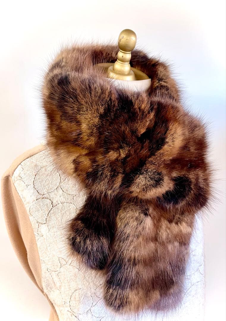 セーブルパッチ ロングマフラー チョコレートブラウン152cm GAKE