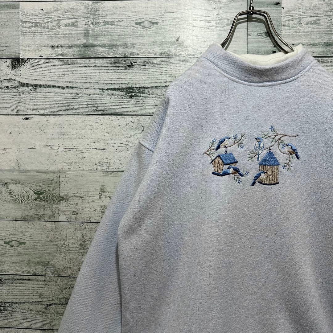 【最高デザイン】刺繍ロゴ USA製 ヴィンテージ ゆるだぼ ニット モックネック