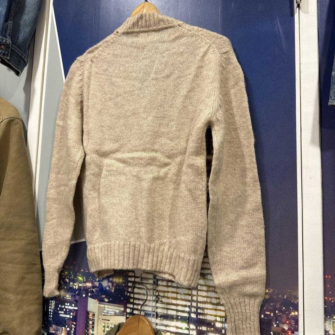 70s MONTGOMERY ケーブルニットカーディガン M ベージュ