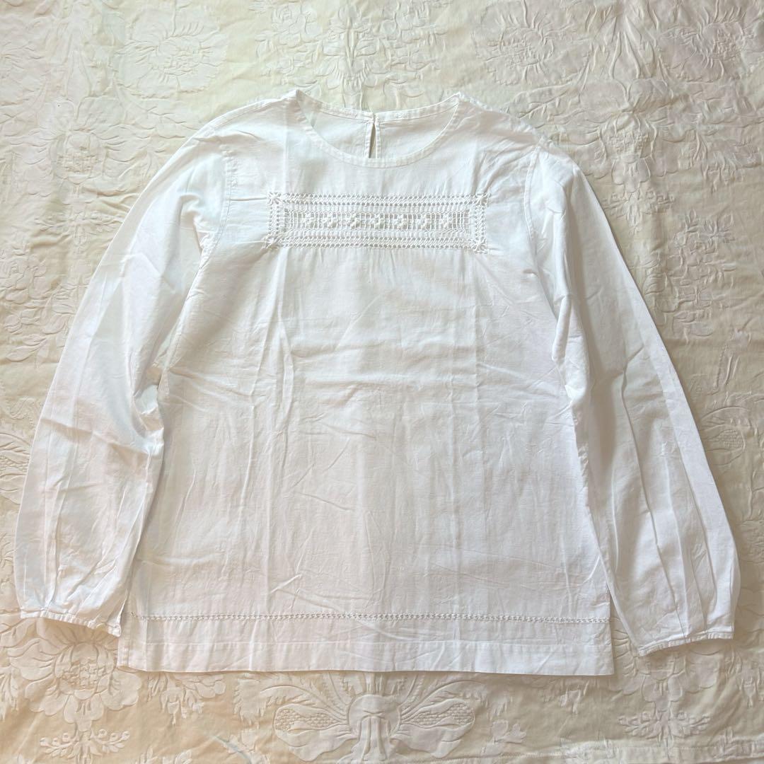 45R レース刺繍コットンブラウス