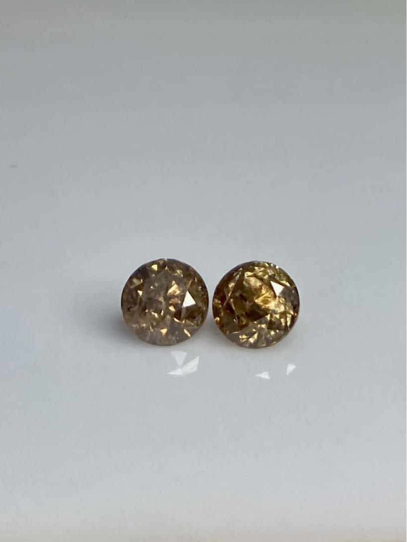 PT プラチナ　K18変更OK　天然ダイヤモンドピアス 計2ct ブラウン系